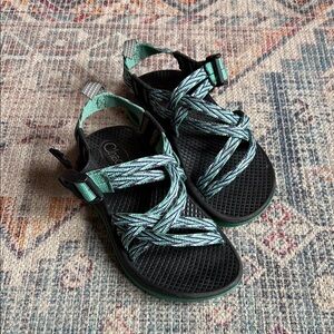 Chaco Black and Teal Adventure Sandals